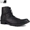 Punk Stil Echtes Leder Lace Up Herren Cowboy Stiefel Handgemachte Casual Schwarz Blau Arbeits Reiten Botas Hombre High Top Schuhe