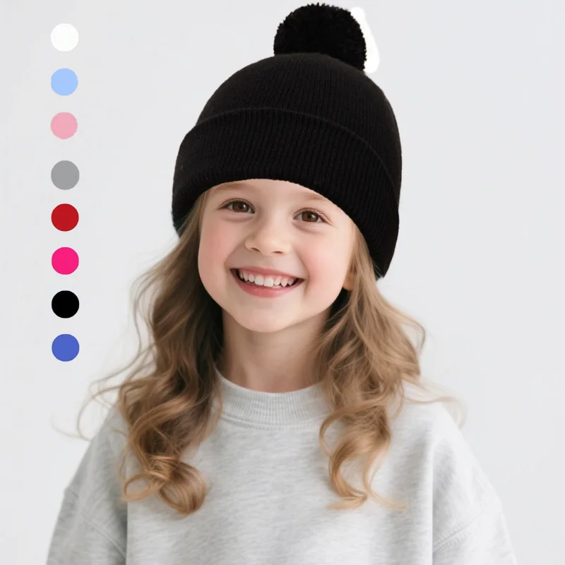 1-teilige Strickmützen für Wintermädchen, Jungen, Babys und Kindermützen sowie Wärme- und Windschutz im Winter Image