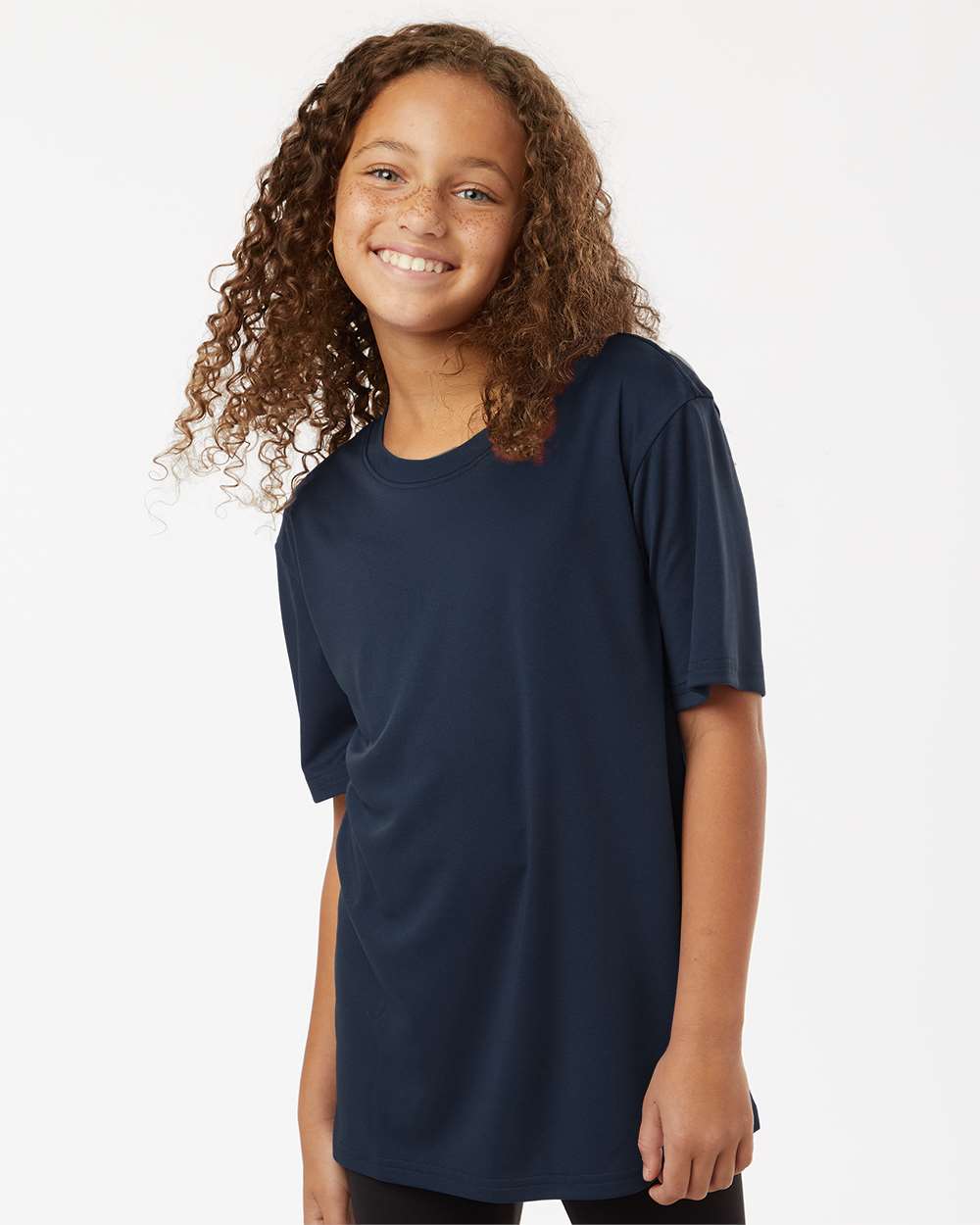AllPro 48000Y Youth Pro-Lock Performance T-Shirt in Navy Blue size Small | Polyester