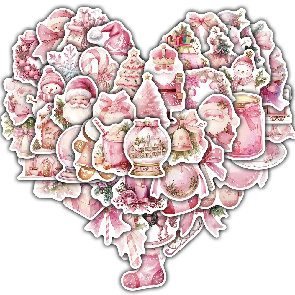 50/100PCS Rosa Weihnachten Aufkleber Claus Aufkleber DIY Laptop Telefon Harajuku Gemälde Personalisierte Skateboard Festival Aufkleber Image