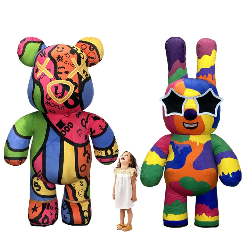 Bunter Stern gewalttätiger Bär Plüsch aufblasbares Kostüm Cartoon Cosplay Erwachsene Unisex Halloween Party Feier Kostüm Image