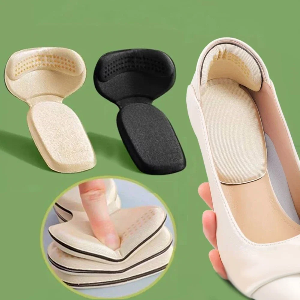 T-förmige Schaumstoff-Fersenaufkleber, Fersenschutz, Schuhpolster für zu große Schuhe, reduziert die Größe, Einsatz für High Heels, Schmerzlinderung, Einlegesohle, 2 Stück/4 Stück