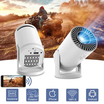Smart WiFi6 Projector Wireless Sync to Smart Phone HD Home Theater Cinema Video Projector Support iOS Android for Camping Party