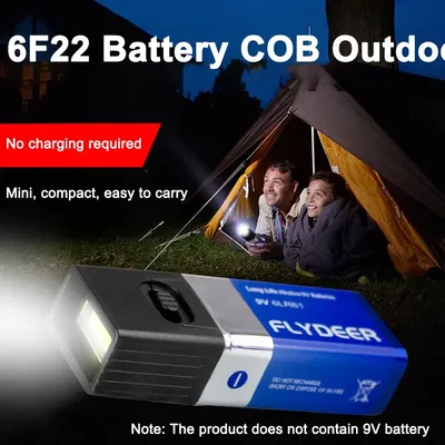 Brand-new 9V Battery Flashlight 9V Mini LED Key Light 6F22 Battery COB Outdoor Lighting Work Light Battery Not Included