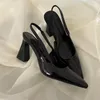 Schwarze Sandalen für Damen, Sommer, neue Mode, Damen-Sandalen, spitze Pumps, Damen-Schuhe, Büro-Kleid-Schuhe, sexy quadratischer Absatz, hohe Schuhe