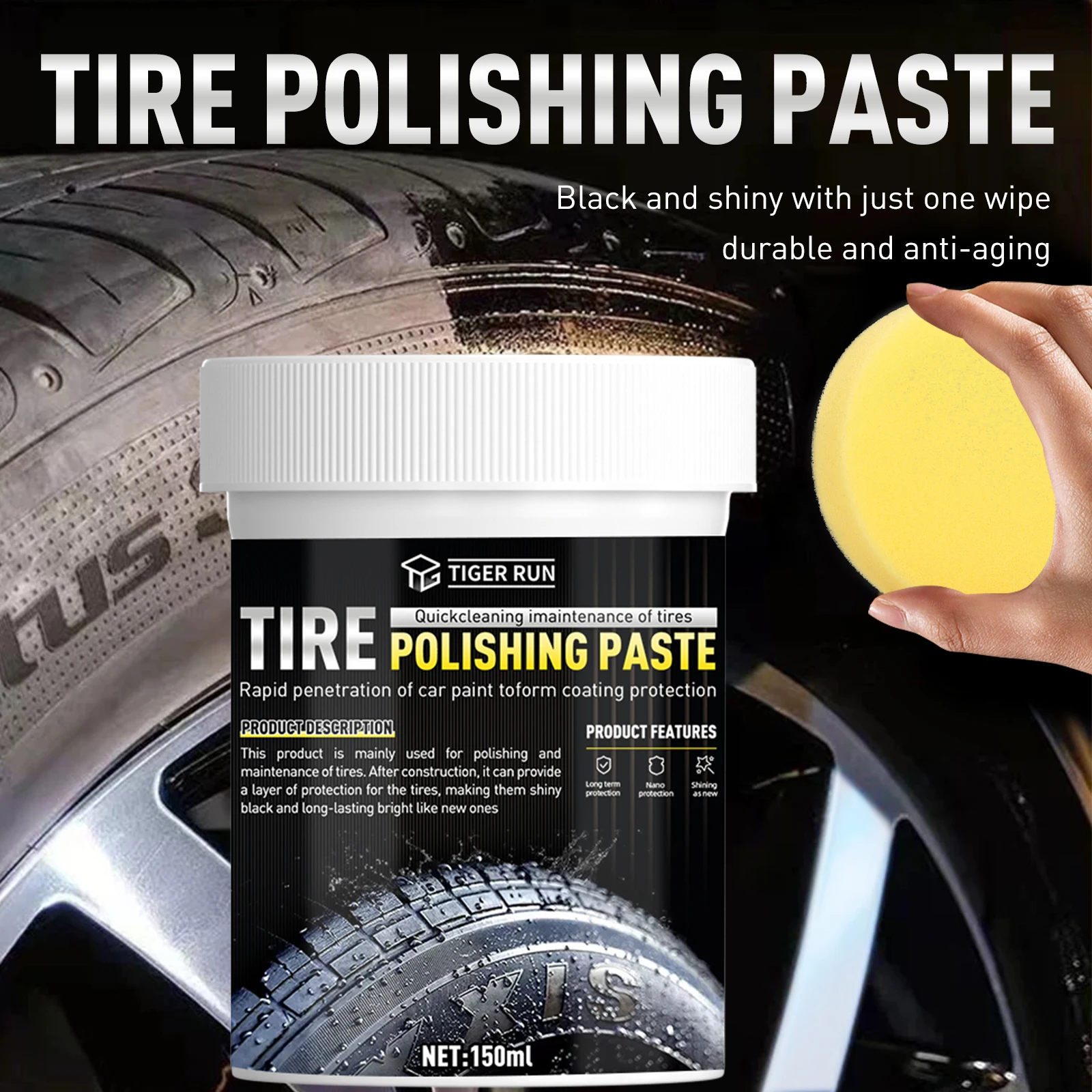 150G vielseitig Auto Reifen Glanz Beschichtung Reifen Glanz Kunststoff Gummi Rad Restaurator Mittel Spray Polieren Aufheller Auto Auto Detaillierung Image