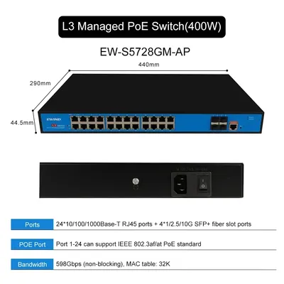 36 48 Gigabit SFP+ Ports L3 Managed Network Switch unterstützt DHCP und dynamische Routing-Unterstützung VLAN Division und Port Aggregati