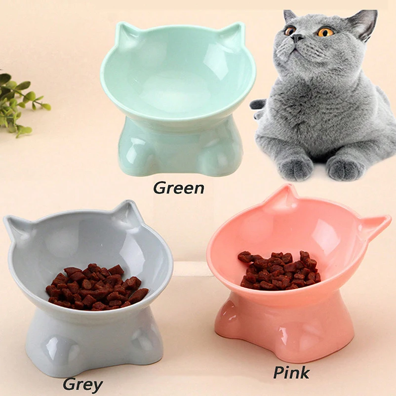 Bol à pied haut pour animaux de compagnie, couverts pour chat, bol pour chien, bol d'eau anti-cupération, bol de nourriture pour chat, bol de nourriture pour chien