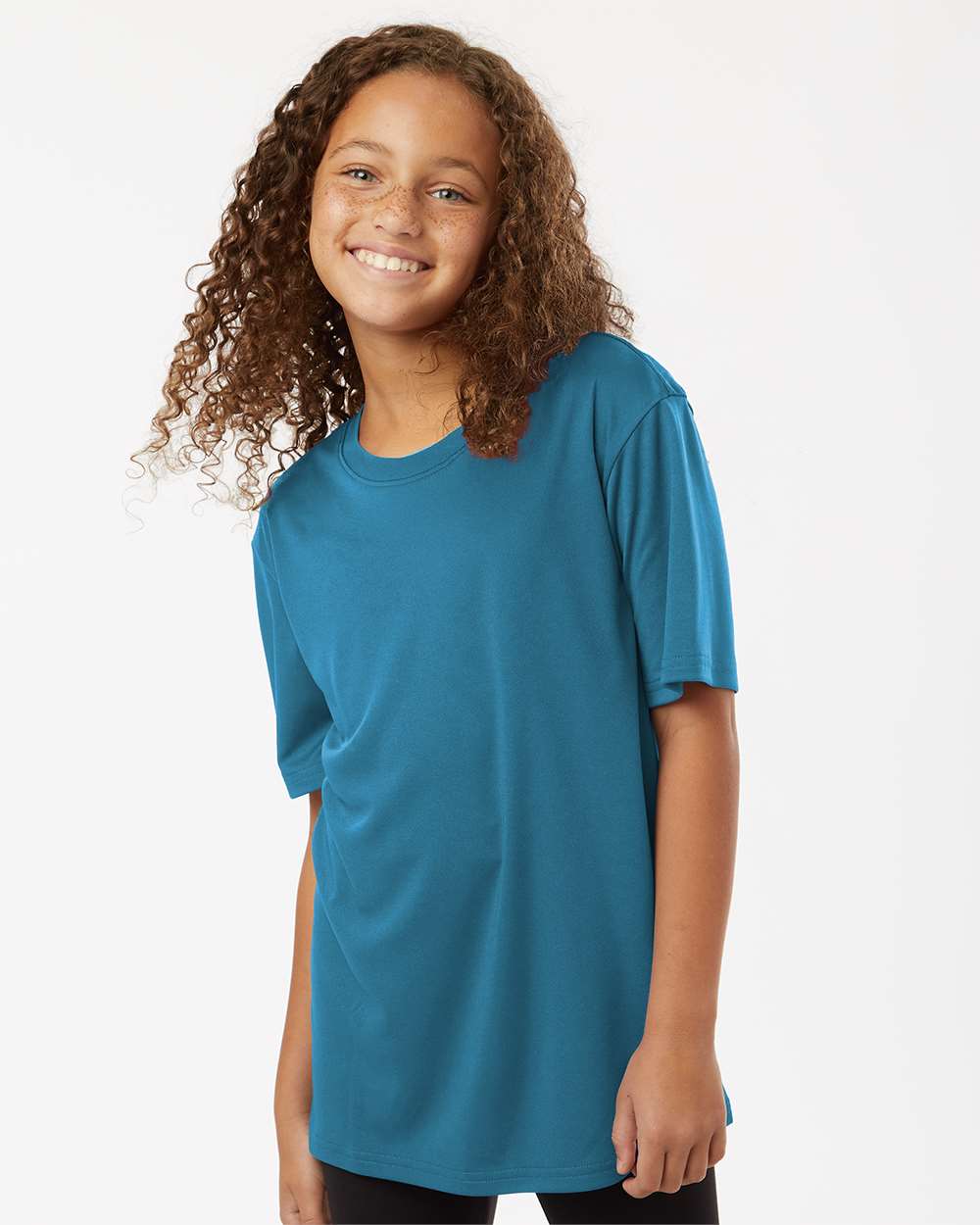 AllPro 48000Y Youth Pro-Lock Performance T-Shirt in Pacific Blue size Large | Polyester