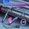 Auricolari Bluetooth 5.2 Cuffie con archetto da collo Cuffie wireless TWS Stereo HiFi Display digitale a LED Auricolari impermeabili a doppia modalità