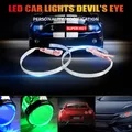2PCS Auto Devil Eyes Demon Eyes Proiettore Lente del faro 2.5-3.0 pollici 3528 15SMD Fari a LED DRL DC12V Evil eye Bianco Rosso