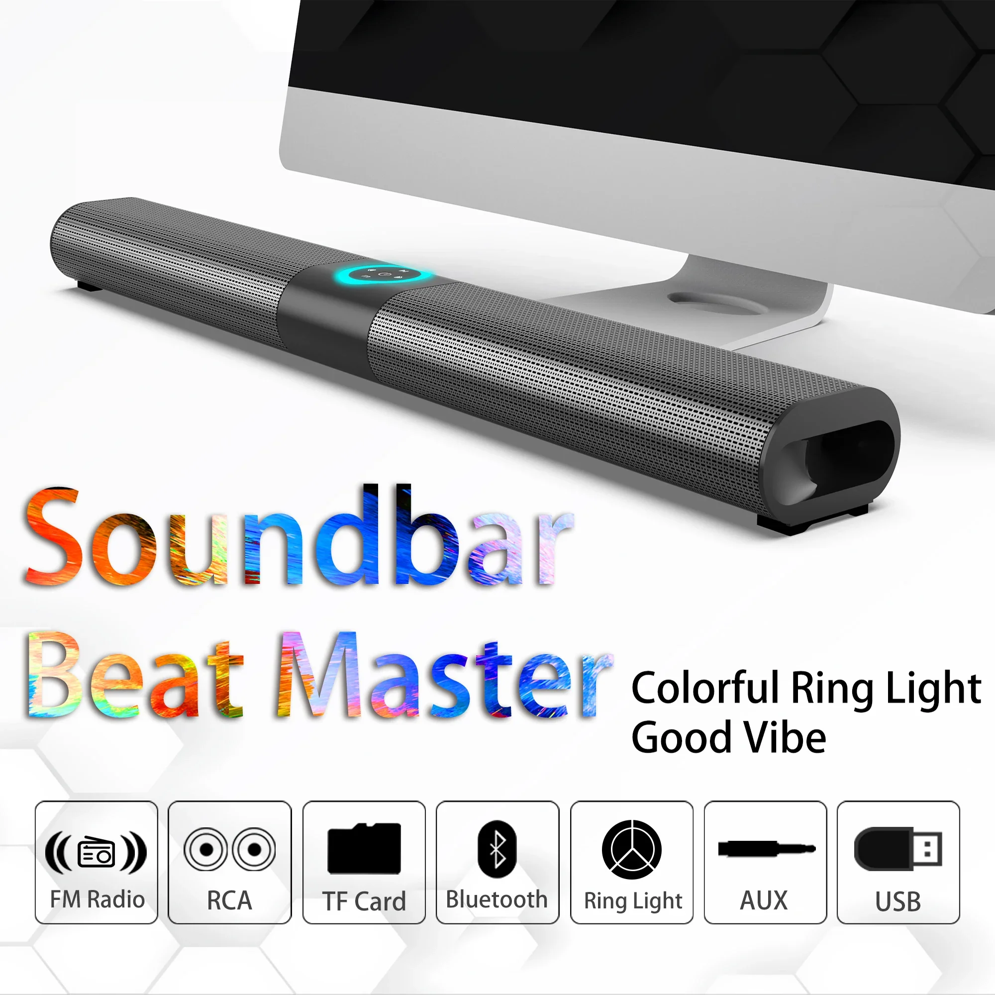 Super Leistungsstarke Bluetooth Lautsprecher Surround Stereo Tragbare Drahtlose Sound Bar Hause TV Sound Box Subwoofer FM Radio caixa de som Image