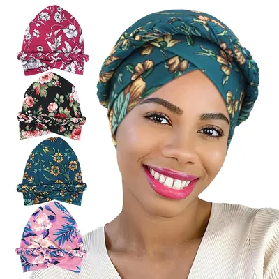 New African Headband Turban Cap printing Twists Braid Head Cap African turban and skullcap