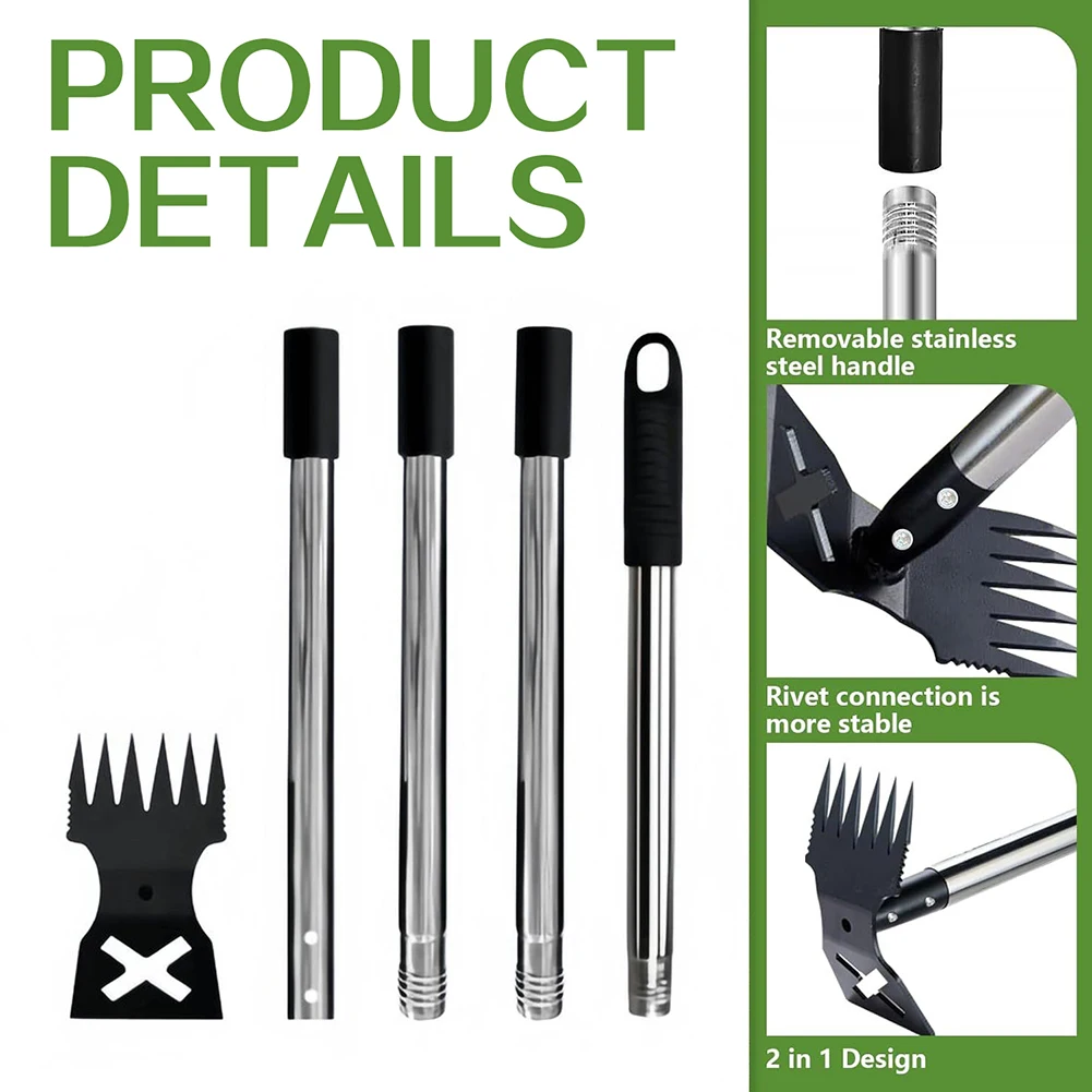 2 in 1 zweiköpfige Hacke Garten Hand Rake Farm Werkzeug Langer Steigbügel Hacke Kultivierer mit Einstellungshandel für Blumenbeete Unkraut Image