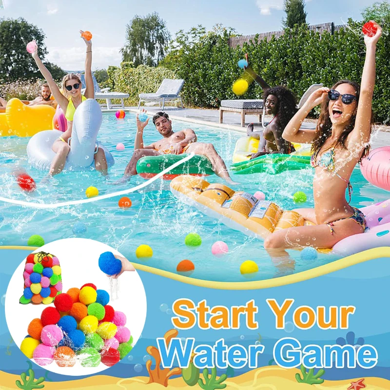 Bunte Wasserbälle für Sommerpartys im Freien, ideal für Pool- und Strandspiele, Team-Wasserbekämpfe, inklusive Wasserbällen, Netztaschen Image