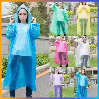 Disposable Rain Poncho Raincoat with Hood Adult Emergency Waterproof Raincoat for Camping Hiking and Sports Outdoor Sports