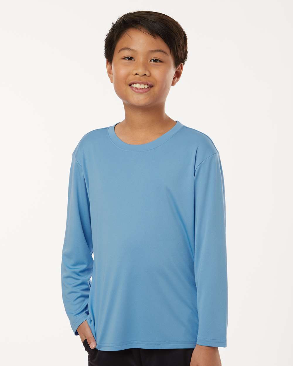 AllPro 48400Y Youth Pro-Lock Performance Long Sleeve T-Shirt in Carolina Blue size XL | Polyester