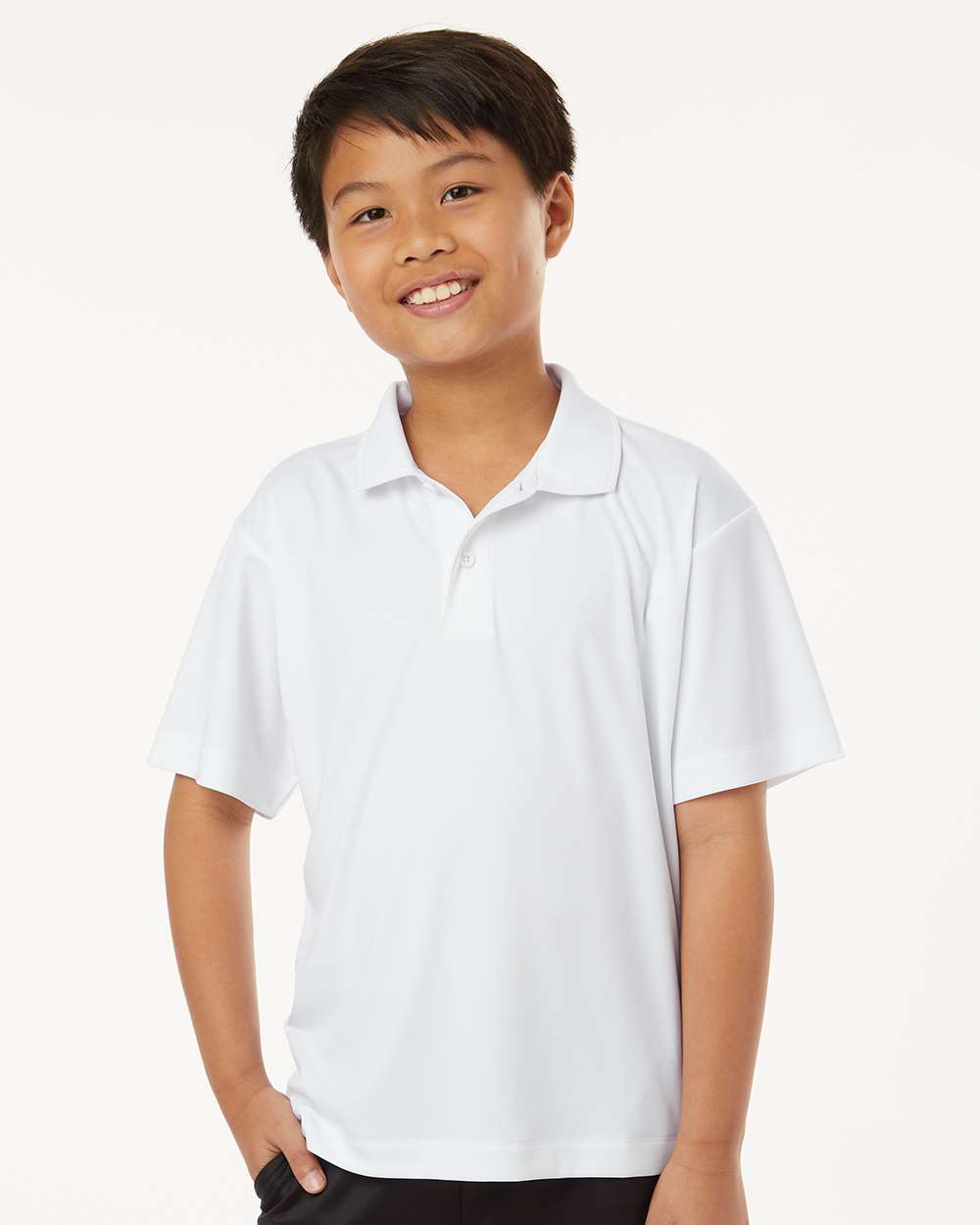 AllPro 41800Y Youth Pro-Lock Performance Polo Shirt in White size XL | Polyester