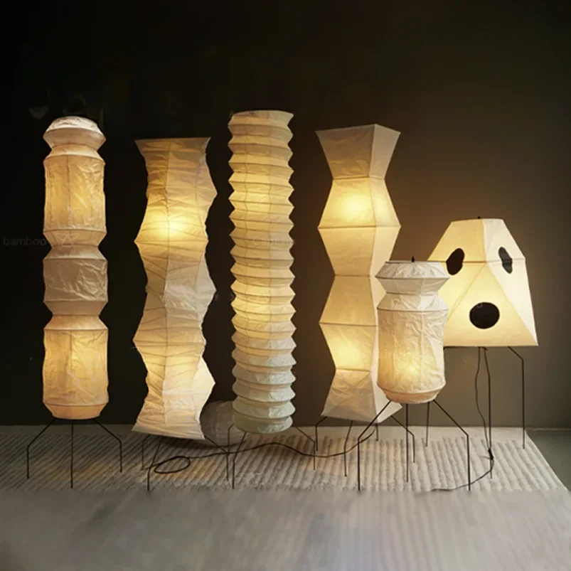 2025 Wabi-sabi Akari Noguchi Yong Stehlampe LED E27 Reispapier Zen Art LED Innenbeleuchtung Wohnzimmer Schlafzimmer Villa Café