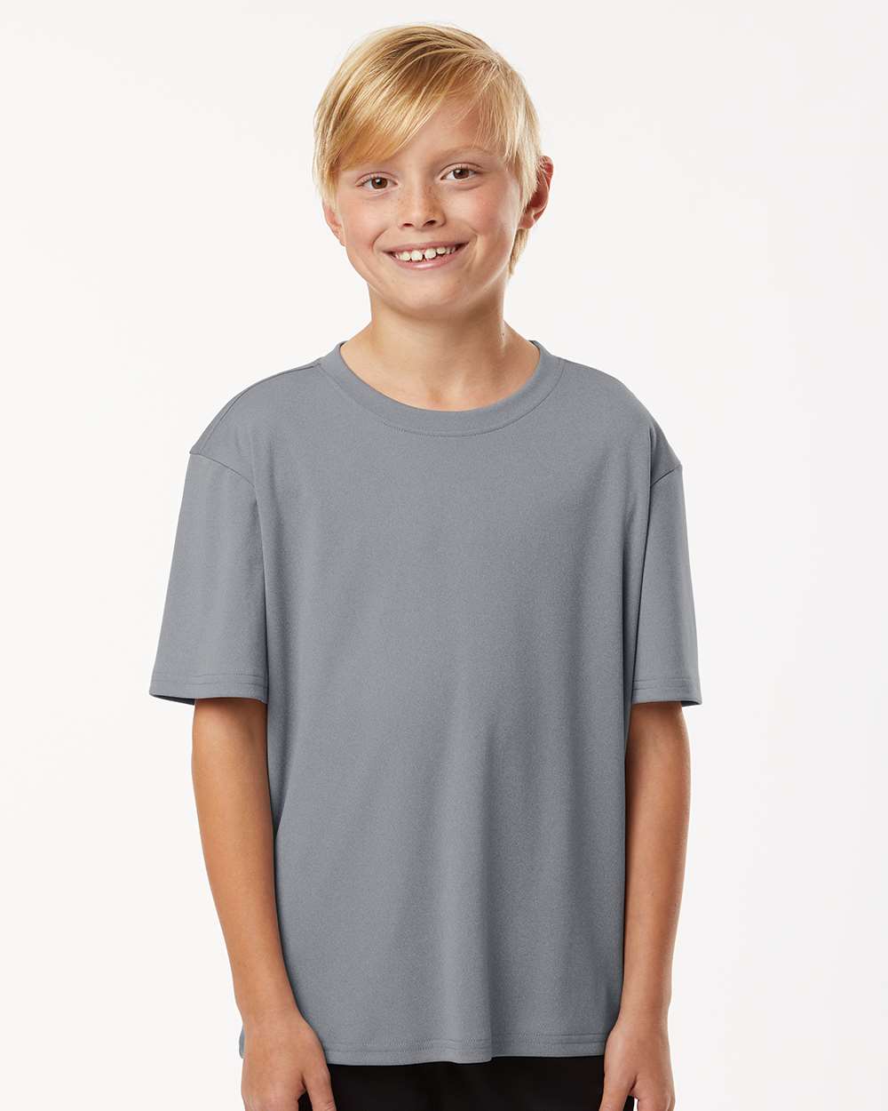 AllPro 48000Y Youth Pro-Lock Performance T-Shirt in Heather Steel size Medium | Polyester