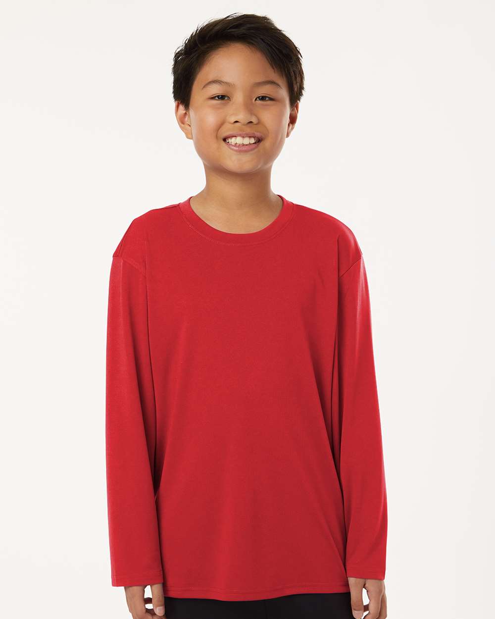 AllPro 48400Y Youth Pro-Lock Performance Long Sleeve T-Shirt in Red size Medium | Polyester