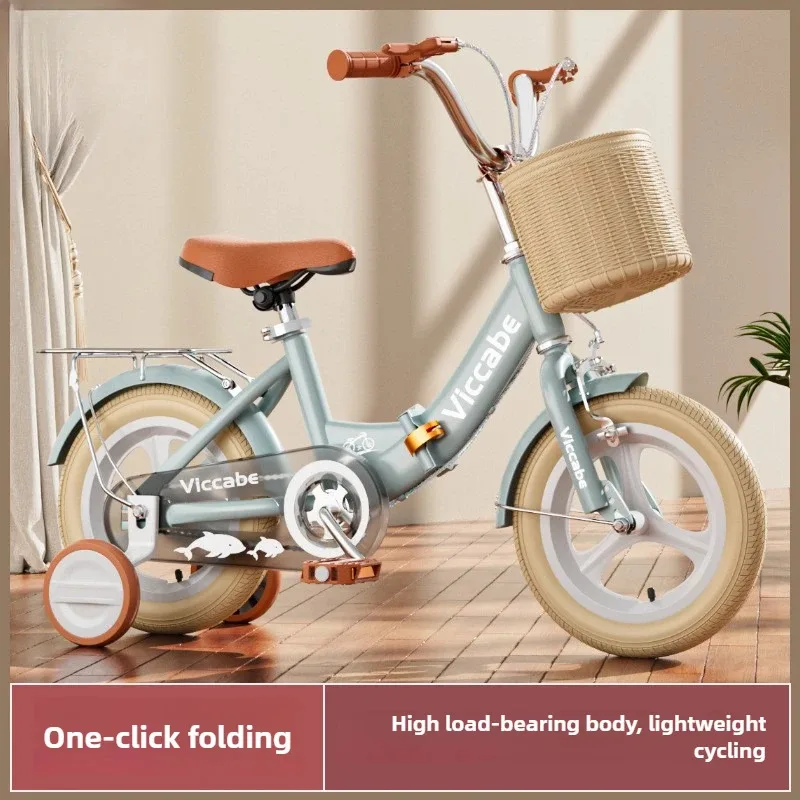 Kinderfahrrad, zusammenklappbar, für Mädchen, 3–7–10 Jahre alte Babys, mittleres Alter, älteres Jungenfahrrad, Baby-Pedal-Kinderwagen Image