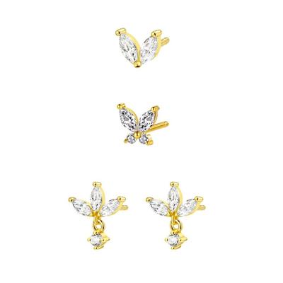 Hey Happiness - Zartes Ohrstecker-Set aus 925er Sterlingsilber Ohrringe 4 ct Damen (55.89 € / 1 ct) Image