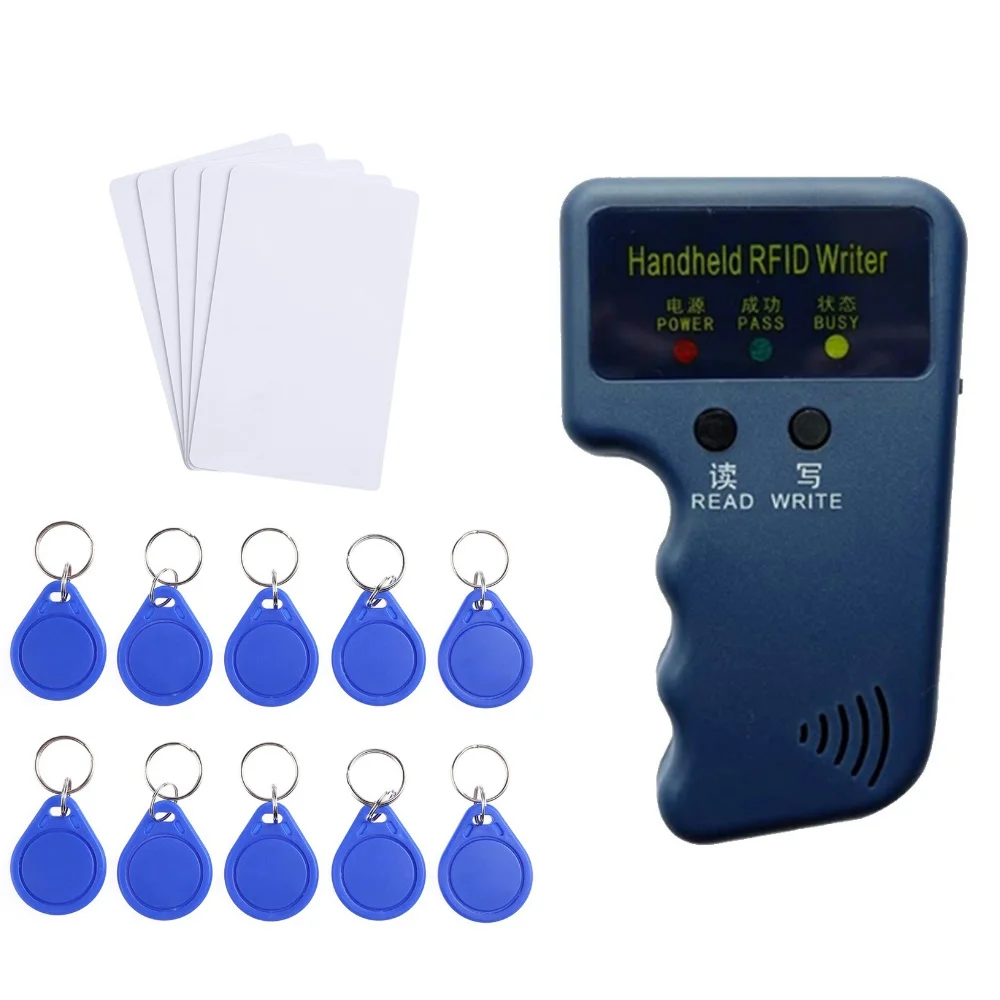 Handheld RFID ID EM4100 Card Copier 125khz ID Reader Writer Programmer Card Smart Duplicator Copier+5/10PCS Tags