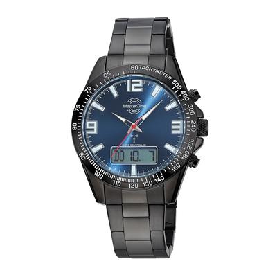 Funkchronograph MASTER TIME "Sporty", schwarz, blau, Armbanduhren, Herren, Quarzuhr, Armbanduhr, Herrenuhr, Edelstahlarmband, analog, digital Image