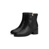 Stiefelette TOMMY HILFIGER "TH BUCKLE RIDING MID HEEL BOOTIE", Damen, Gr. 42, schwarz, Leder, klassisch, Schuhe, Blockabsatz, Businesschuh mit Zierschnalle am Schaftrand