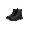 Schnürboots TOMMY JEANS "TJW LACE UP LEATHER BOOT", Damen, Gr. 37, schwarz, Glattleder, klassisch, Schuhe, Blockabsatz, Schnürstiefelette mit Logoflag an der Seite