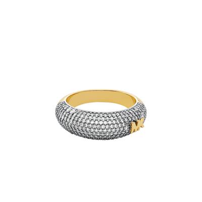 Fingerring MICHAEL KORS "Schmuck Geschenk Metall Ring PREMIUM" Gr. 19, gold (gelbgoldfarben, kristallweiß), Fingerringe, Damen, 19,mit Zirkonia, Metall, 3mm, wahlweise mit oder ohne Zirkonia Image