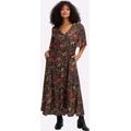 Druckkleid SHEEGO BY JOE BROWNS "Kleid", Damen, Gr. 46, Normalgrößen, schwarz (schwarz, bedruckt), 100% Viskose, gemustert, mehrfarbig, Paisley, bedruckt, lang, Kurzarm, Kleider