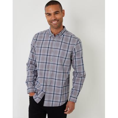 Grey Brushed Flannel Check Long Sleeve Shirt