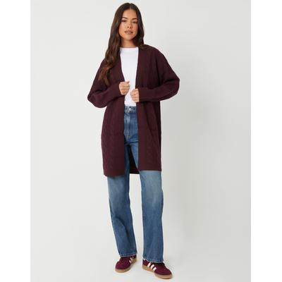 Berry Red Cable Knit Cardigan