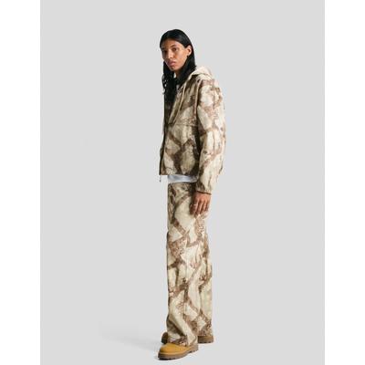 Bershka Printed Denim Jacket Men M Green