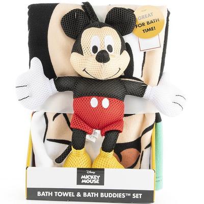 Disney Bath, Skin & Hair | Disney Mickey Mouse Towel And Toy Set - Bath Towel & Bath Buddy - Disney - New | Color: Black/Red | Size: Osbb