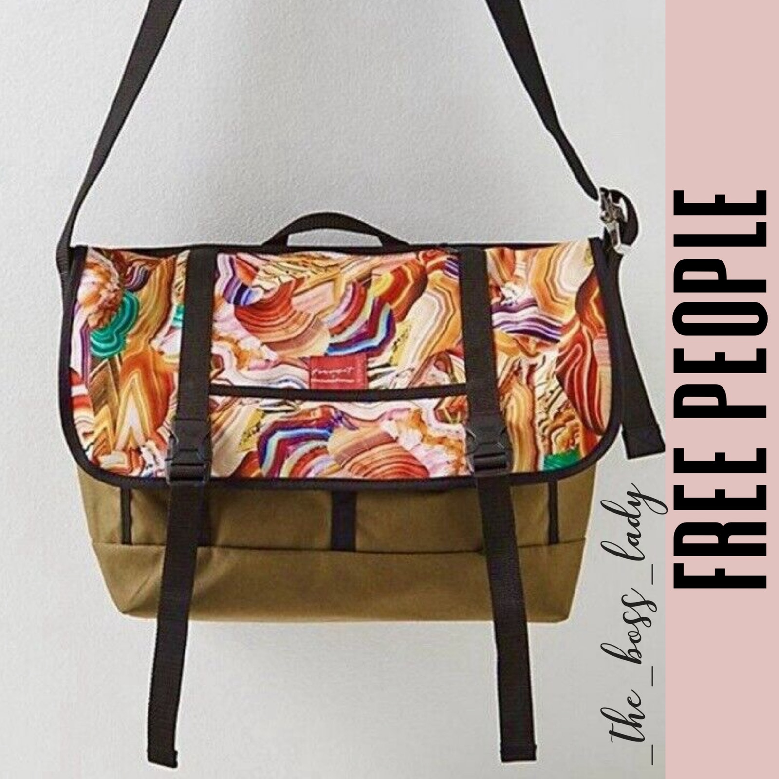 Free People Bags | Free People Bag Messenger Bag Work School Travel Laptop Bag Crossbody College | Color: Green/Orange | Size: Os