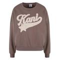Sweater KARL KANI "Karl Kani Karl Kani Woven Signature Star Logo Crew", Damen, Gr. M, grau (taupe), 80% Baumwolle, 20% Polyester, bedruckt, Rundhals, Langarm, Sweatshirts
