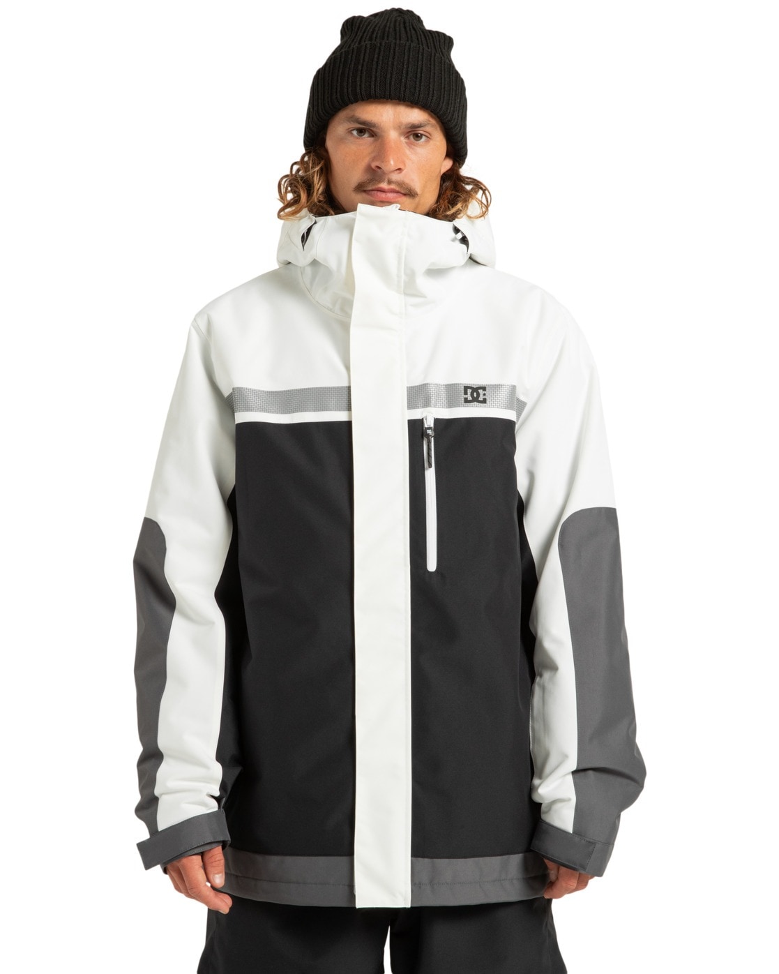 Snowboardjacke DC SHOES "Defiant 10K", Herren, Gr. M, weiß, schwarz, 100% Polyester, Jacken