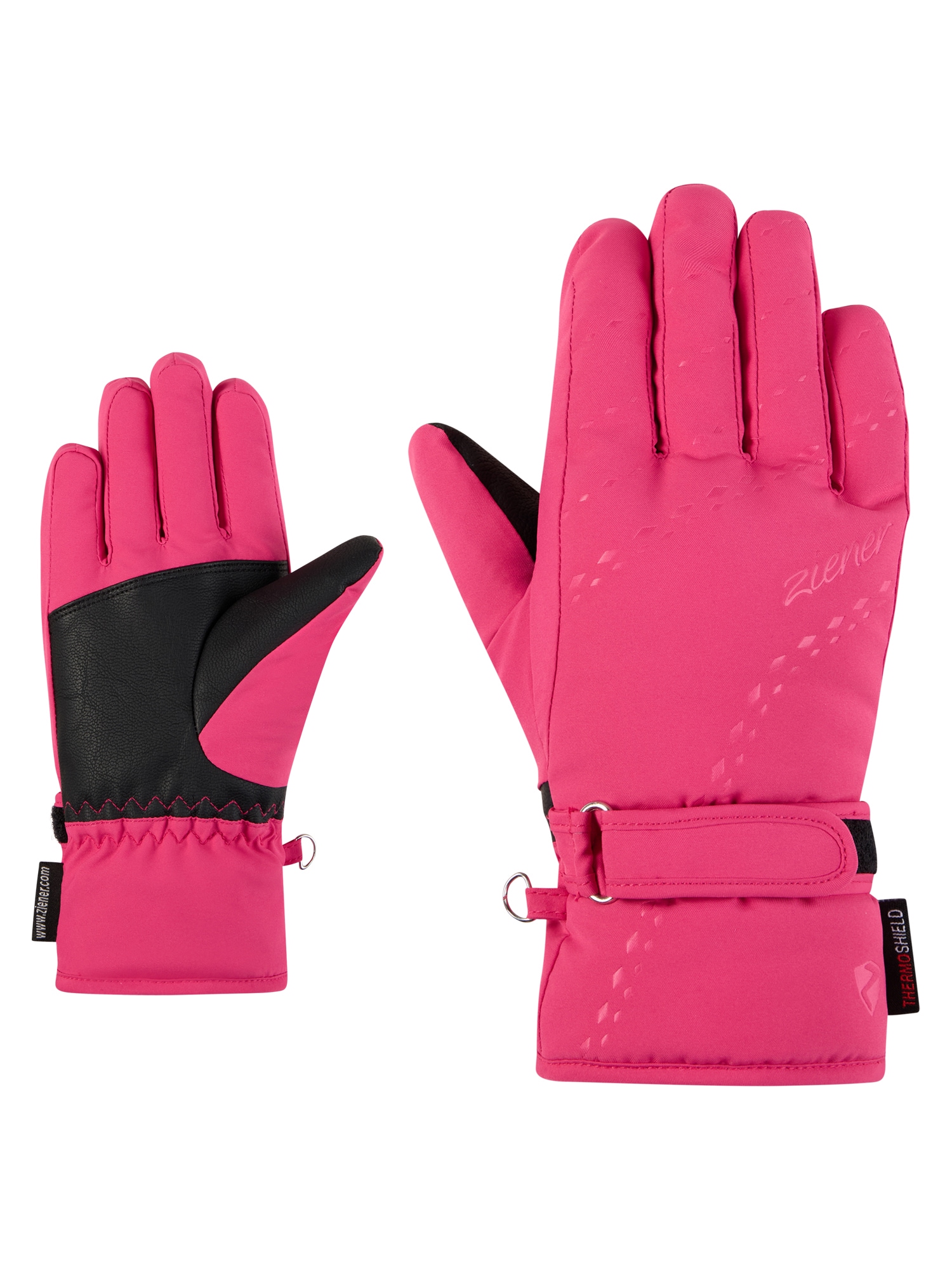 Skihandschuhe ZIENER "LAMONIA-Z PR glove junior", Kinder, Gr. 5,5, rosa (pop pink), Obermaterial: 100% Polyester; Innenhand: 100% Polyester; Futter: 100% Polyester; Wattierung: 100% Polyester (recycelt), Handschuhe Image