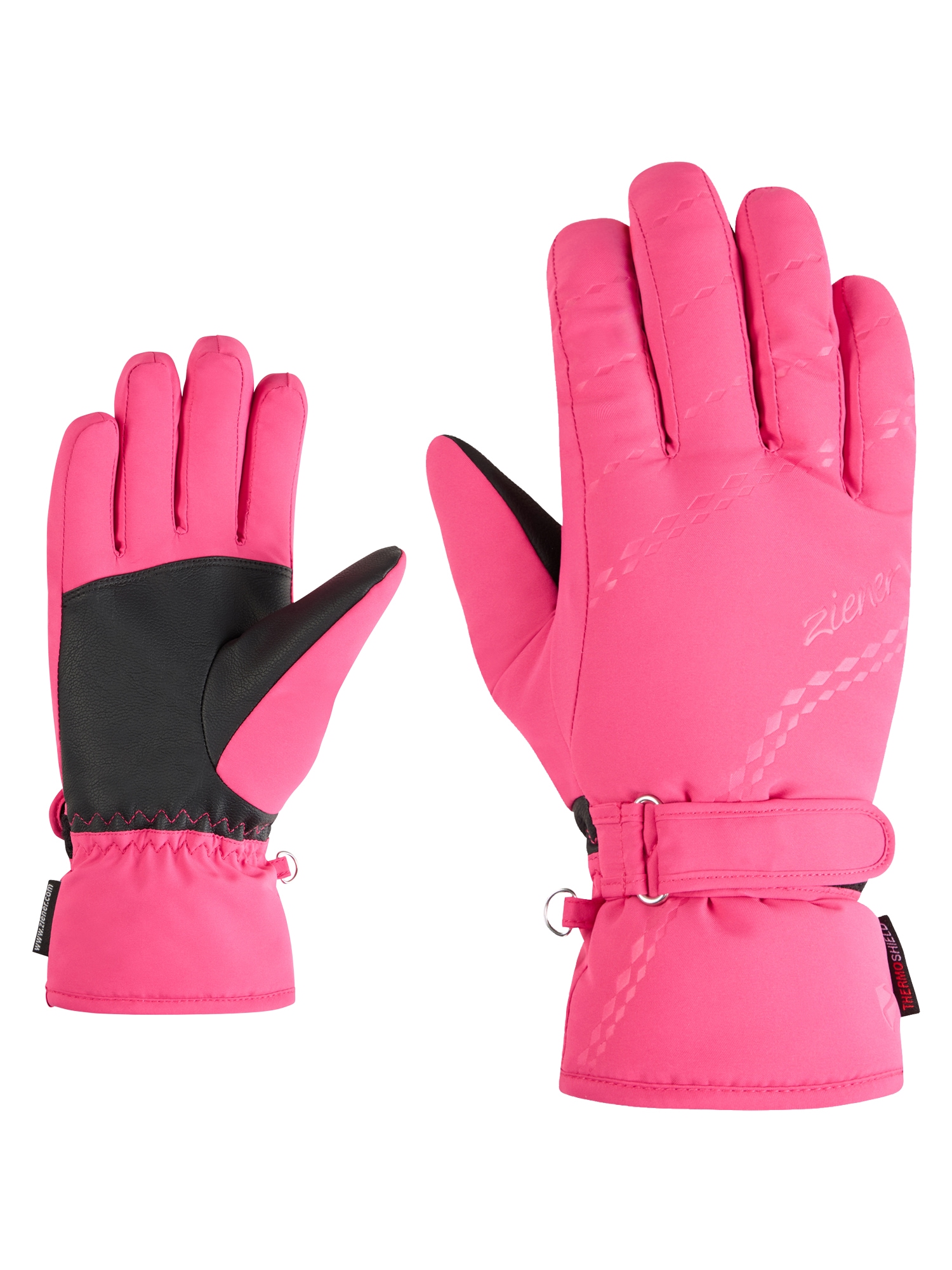 Skihandschuhe ZIENER "KEVA-Z PR glove lady", Damen, Gr. 7, rosa (pop pink), Obermaterial: 100% Polyester; Innenhand: 100% Polyester; Futter: 100% Polyester; Wattierung: 100% Polyester (recycelt), Handschuhe Image