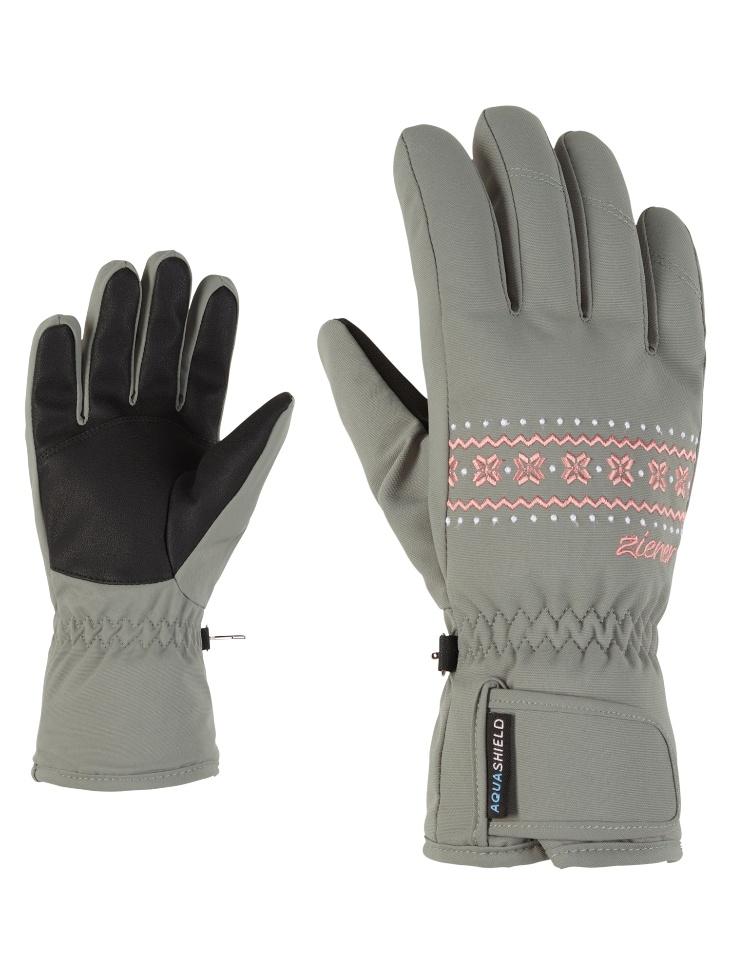 Skihandschuhe ZIENER "LAILLA-Z AS glove girls", Kinder, Gr. 3,5, grün (grün mud), Obermaterial: 100% Polyester; Innenhand: 100% Polyester; Futter: 100% Polyester; Wattierung: 100% Polyester, Handschuhe Image