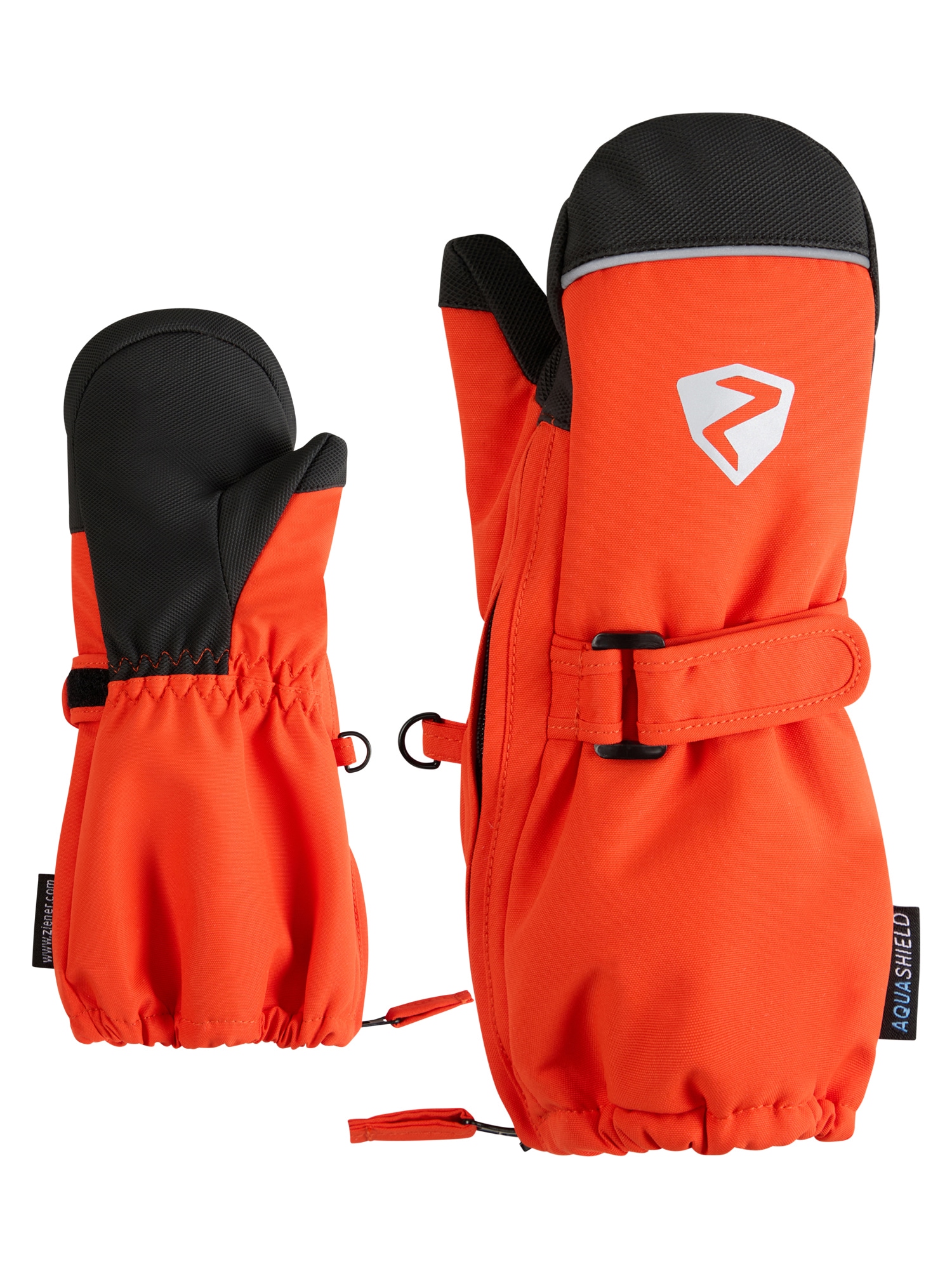 Fäustlinge ZIENER "LANUPO-Z AS MITTEN glove", Kinder, Gr. 3,5, orange (orangerot), Obermaterial: 100% Polyester; Innenhand: 100% Polyester; Futter: 100% Polyester; Wattierung: 100% Polyester, Handschuhe Image