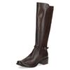 Stiefel CAPRICE, Damen, Gr. 39, Normalschaft, braun (dunkelbraun), Leder, Textil, klassisch, Schuhe, Blockabsatz, Langschaftstiefel, Businessstiefel mit Flechtband