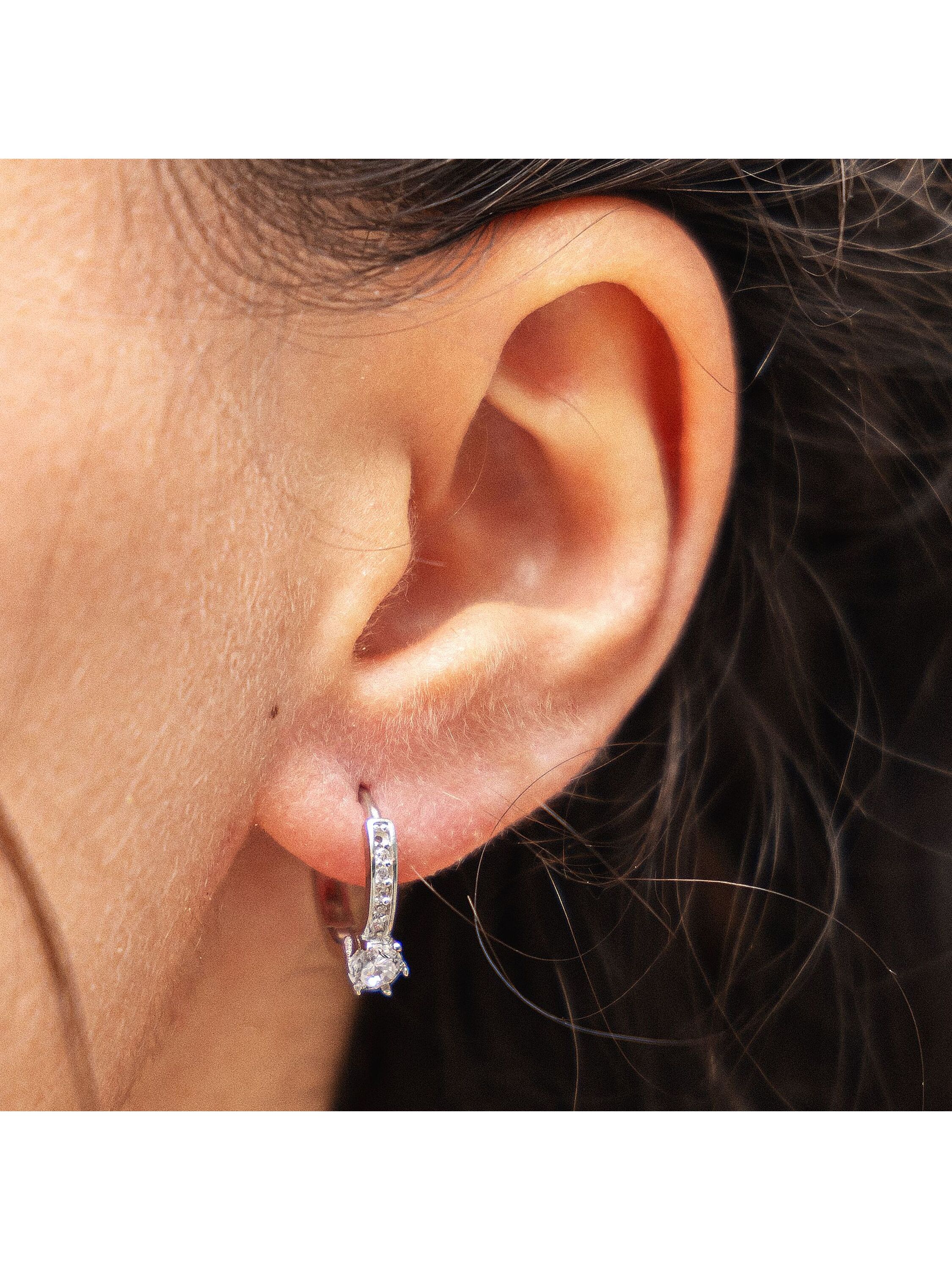 Dkeniz Creolen Creolen Solitär 925/- Sterling Silber
