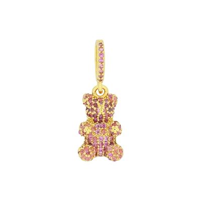Fashionbox Anhänger Messing vergoldet Teddy mit Glassteinen pink Image