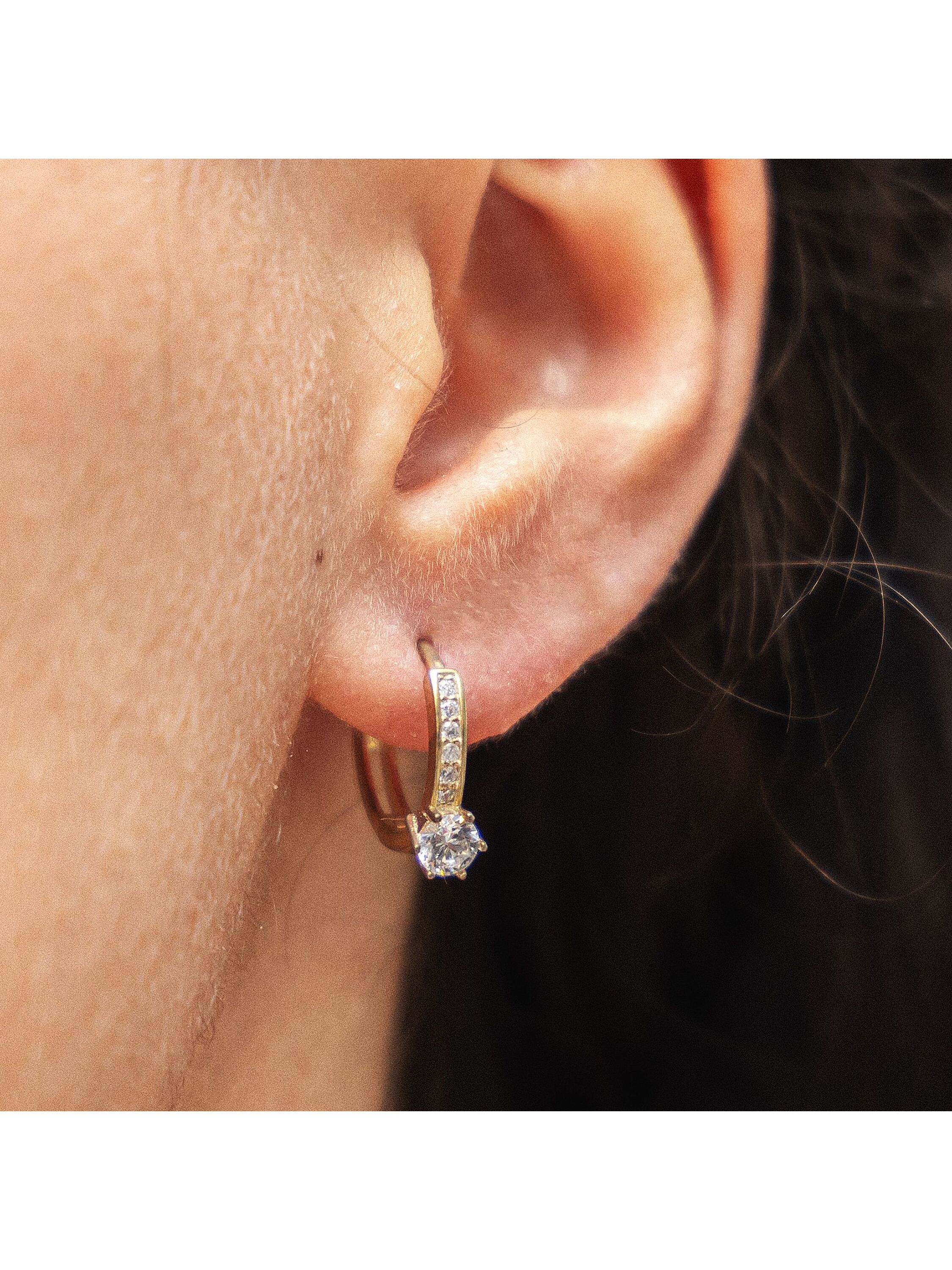Dkeniz Creolen Creolen Solitär 925/- Sterling Silber