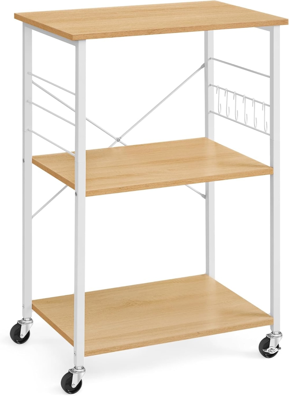 Carrello da cucina con 3 ripiani per microonde tostapane bianco