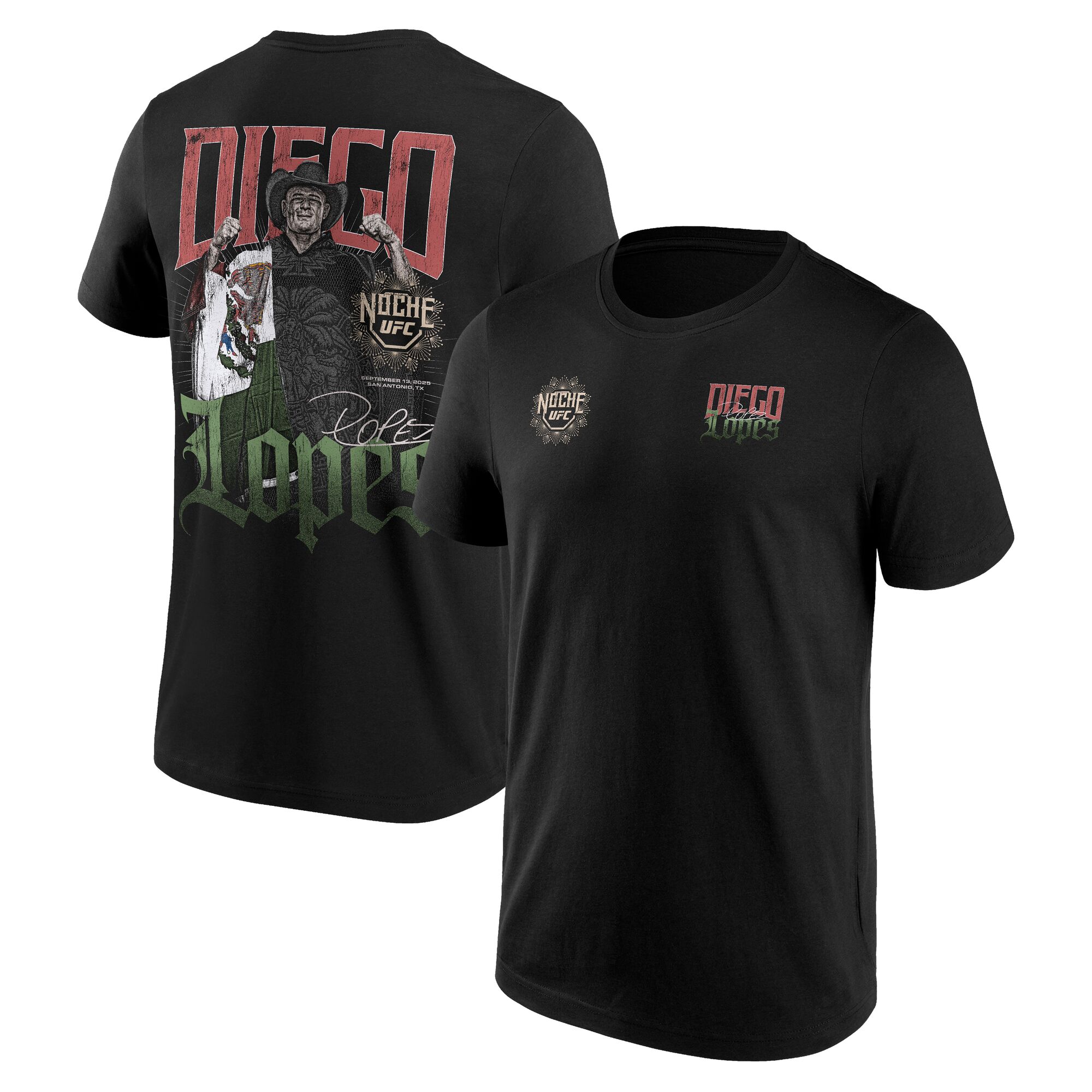 UFC Diego Lopez Noche T-Shirt – Schwarz – Herren Image